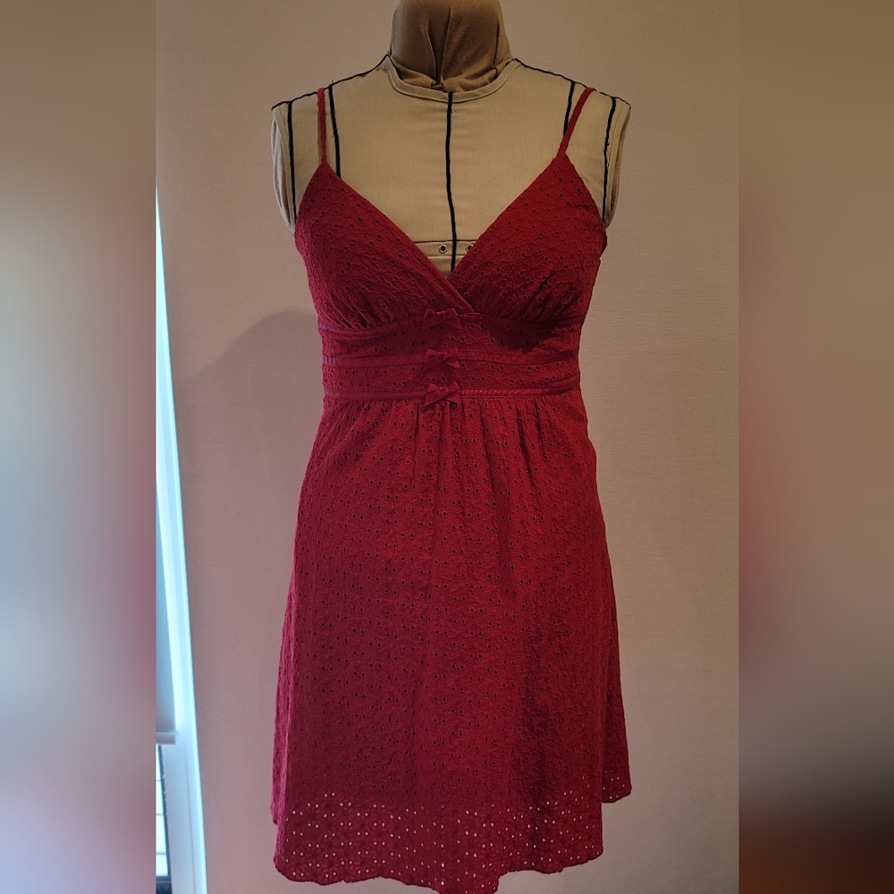Deep red eyelet strappy dress